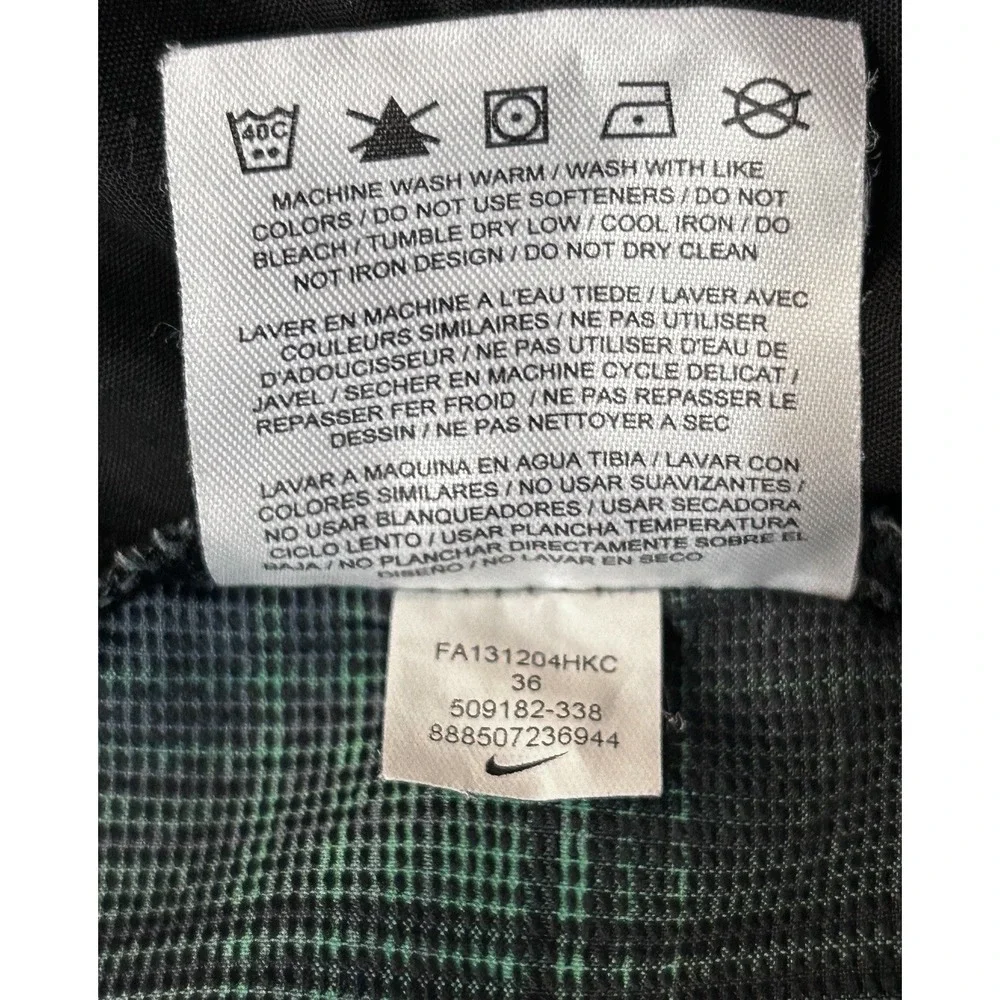 Nike Golf Shorts Mens Size 36 Green Black Plaid Tour Performance 509182-338‎